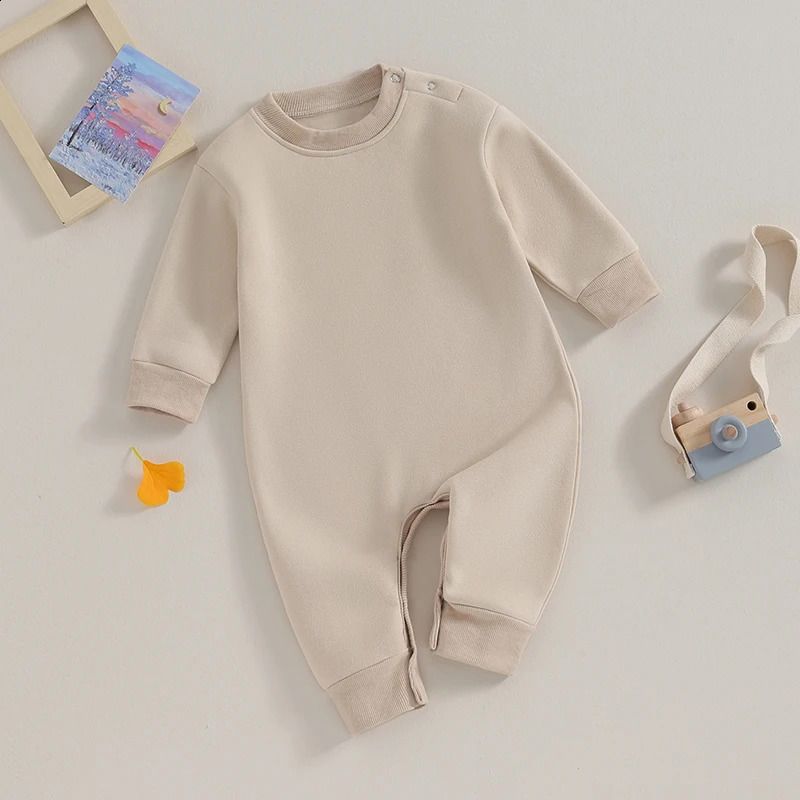 w451 Lioraitiin 0-18M born Baby Boy GiRL Clothes Solid Color Long SlEEve Romper Jumpsuit Crewneck Rompers Fall Outfi