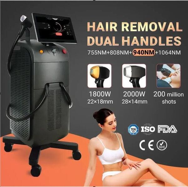 High quality Four waves Titanium ice laser machine for epilation 755 808 940 1064 diode laser hair removal machine 2 times can removal all h