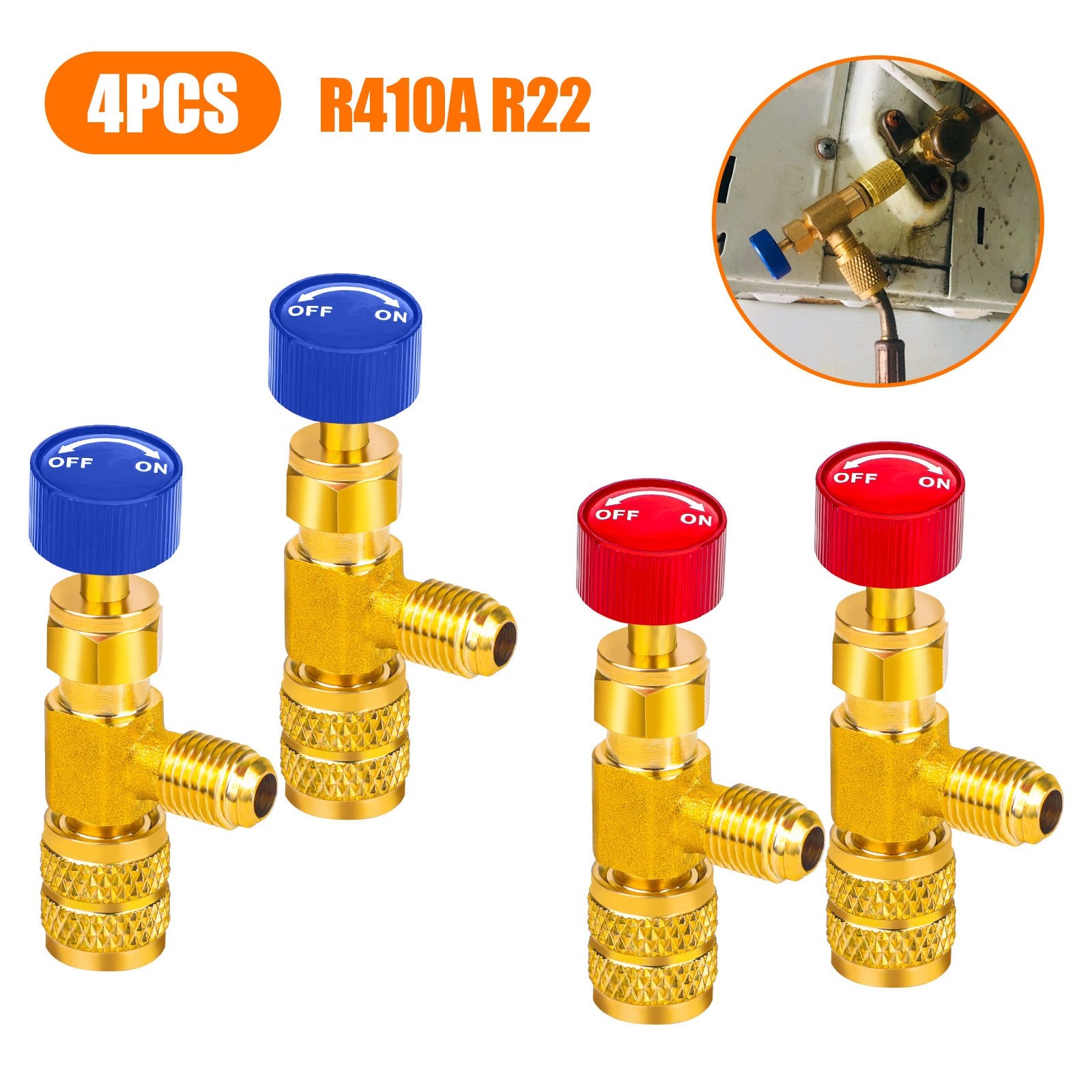 TEMU 4pcs Air Conditioner Refrigerant Switch Set, R22 R410a Adapter Connectors With Control