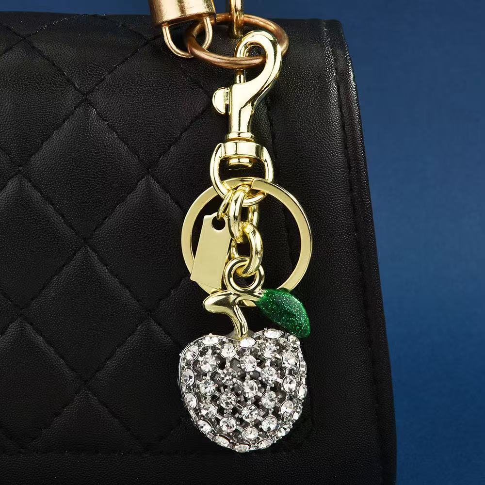Cherry Bag Charm Keychain Pendant with Key Ring and Clip Handbag Pendant Keychain Resin Metal Purse Charm Accessory for Women