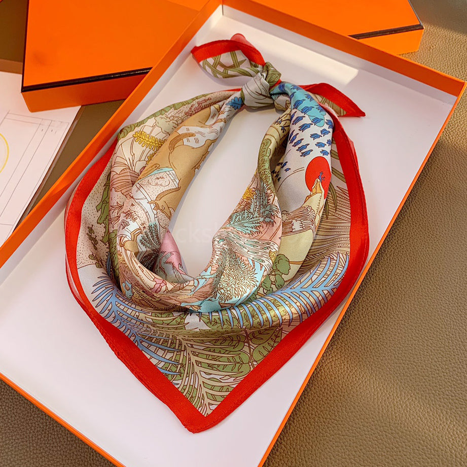 Square silk scarf Scarves Print Silk Hair Scarf designer scarf for women Design Satin Neckerchief Female head scarf Wrist Foulard Shawl Wraps echarp