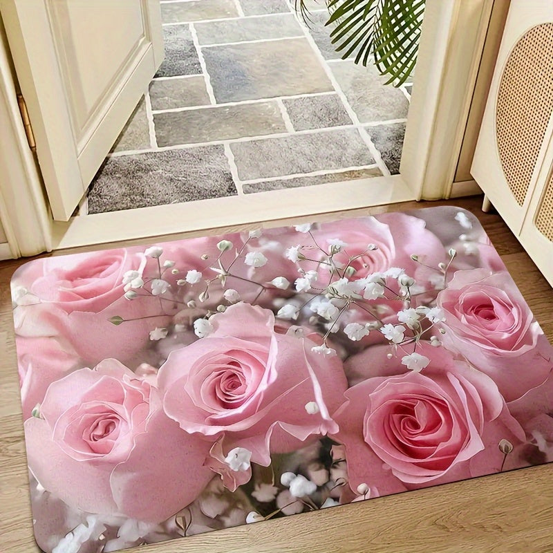 TEMU 1pc Non-slip Area Mat With Pvc Backing, Machine Washable Rubber & Non-woven Fabric Indoor Floor Mat For Entryway, Hallway, Bedroom, Living Room,
