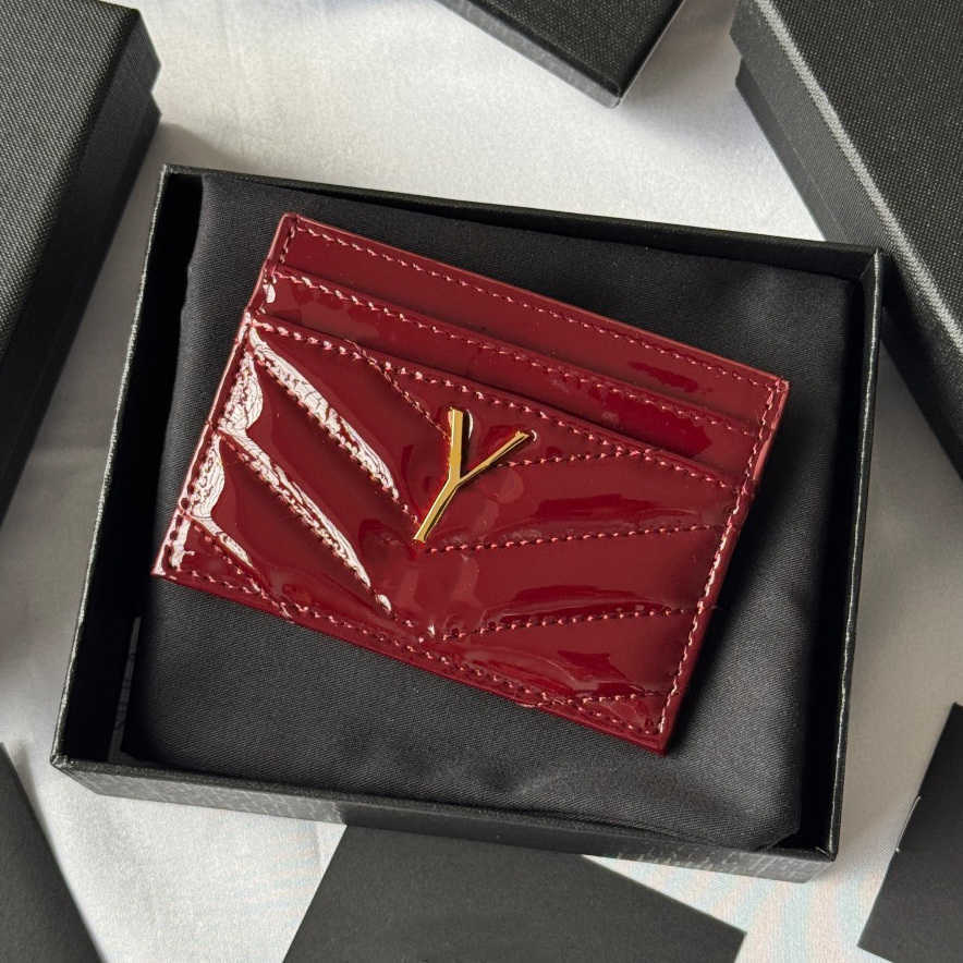 Designer Bag Card Holder With Box Money Clip Patent Leather Wallets Credit ID Card Holders Clutch Pouch Pocket Purse Money Bags Plaid Cardholder Min