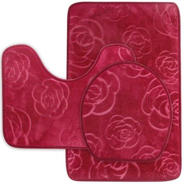 3 pieces-set of bathroom carpet ultra soft anti slip floor mat and absorbent bathroom mat used for bathroom shower bathtub carpet M240829