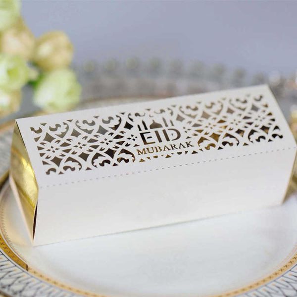 4 PC Gift Wrap 25Pcs EID Mubarak Candy Dragees Packaging Gift Box Ramadan Decoration for Home Chocolate Kraft Paper Wrapping Gift Bag 2023 Z