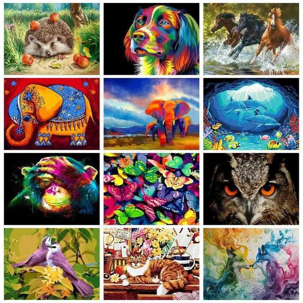 RUOPOTY Diy Painting By Numbers Handicrafts Canvas Paintings Abstract Wolf Pictures Artwork Animal Diy Gift For Adult GiftXJ240803