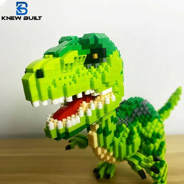 Knew Built Dinosaur Tyrannosaurus Rex or Velocira Model Miniature Building Block Puzzle Toy Perfect Gift Desktop Decoration W250102