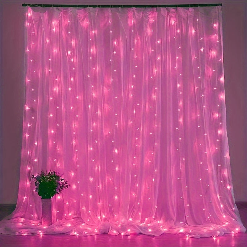 TEMU Usb Led Curtain Lights With Remote Control - 8 Lighting , Warm White-multicolor-blue, Smart Sensor & Timer, Usb-powered Lights For Bedroom,