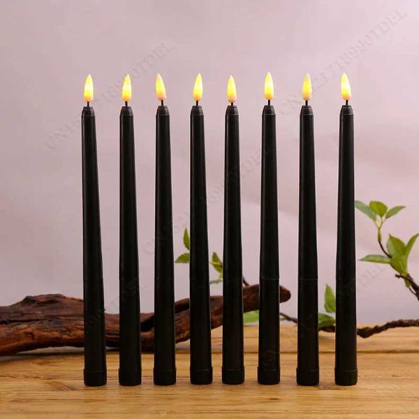 1pc Black-White Led Candles with Flickering FlameBattery Operated Flameless Halloween Grave Decor Votive Church Candles Y240815