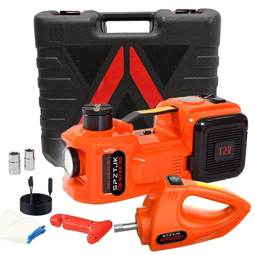 TEMU 5 Ton Electric Car Jack, Hydraulic Jack And Electric Impact Wrench, Portable Car Lift With Built-in Air Pump, For Suv Mpv Car Truck Tire