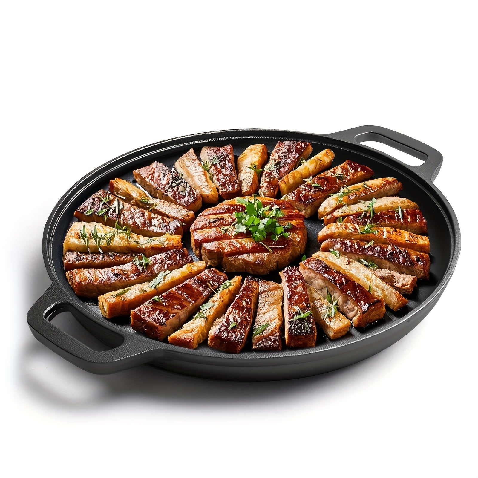 TEMU 11-inch Pre- Cast Iron With Dual Handles – Baking, Stovetop, Grill, Or Campfires – Durable, Heat Distribution, Versatile Kitchen Tool For