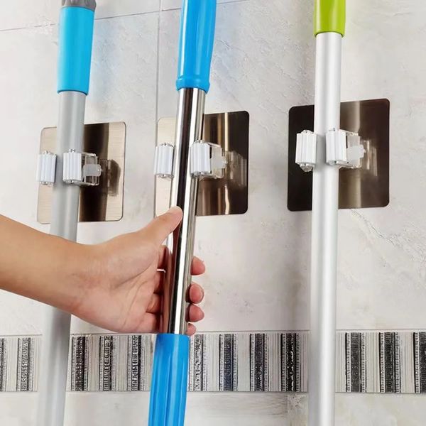 10 Pcs In A Pack Wall Mounted Mop Organizer Holder Brush Broom Hanger Storage Rack Bathroom Suction Hanging Pipe Hooks Household Tools Home