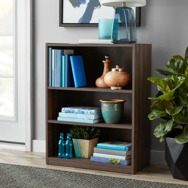 Mainstays 3-Shelf Bookcase with Adjustable Shelves, Espresso bookshelves bookshelf organizer libreria infantil