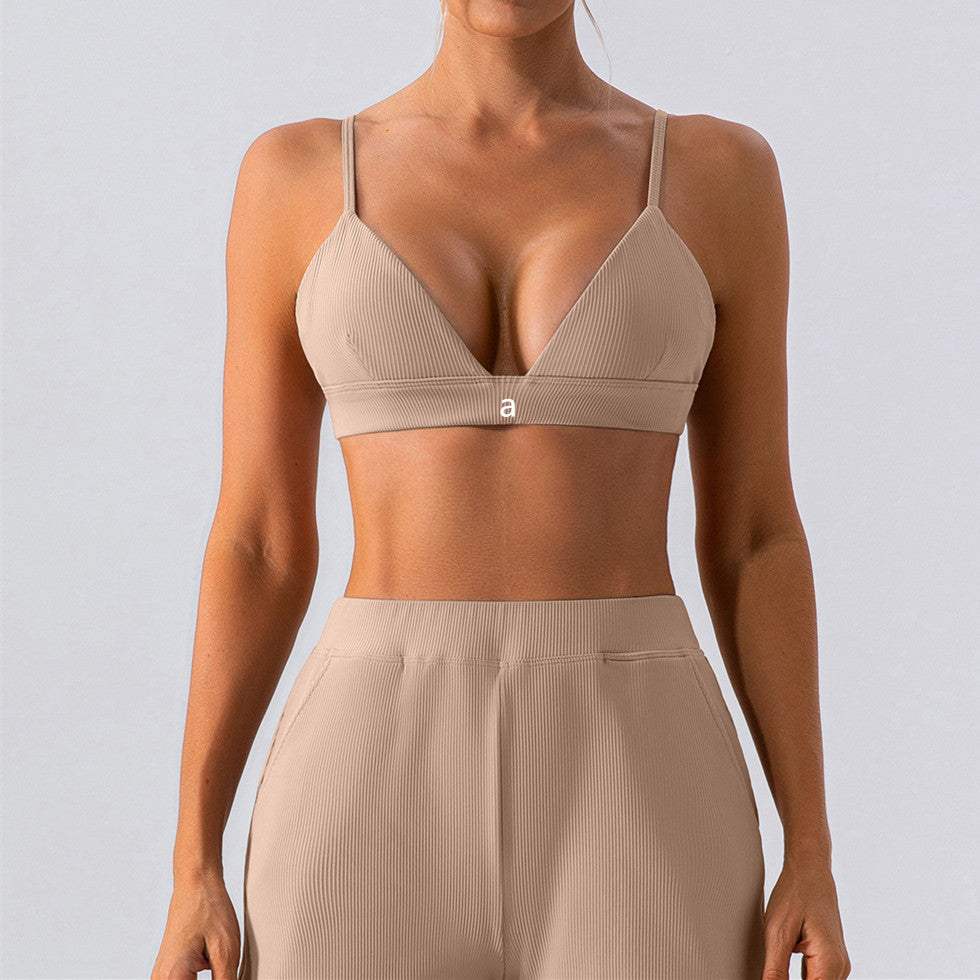 A8526 Womens Yoga Set Shorts Sports lingerie Two Piece Set Pants bralette Fitness Gym With Pockets Leggings