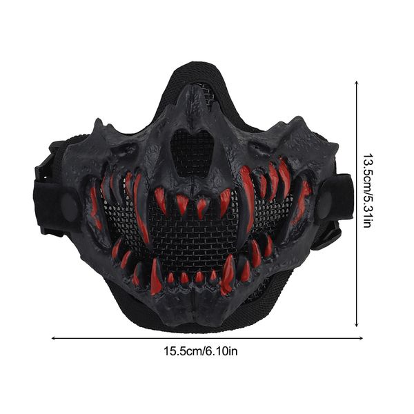 Paintball Airsoft Face Mask With Steel Mesh Ear Protectors Fangs Mask Breathable Half Masks Halloween Vampire Teeth Horror Props