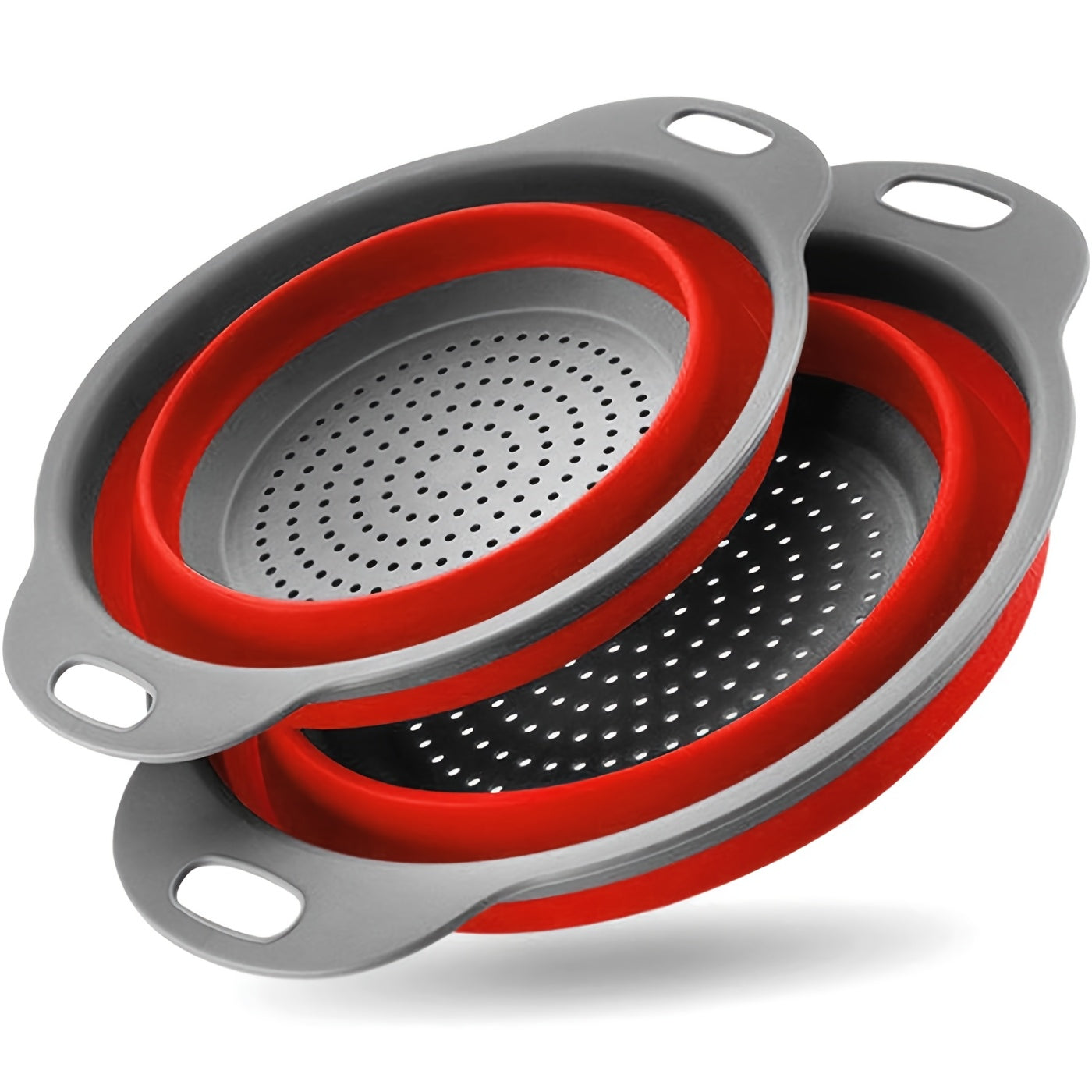 TEMU 2pcs Silicone Collapsible Colander Set - Space-saving, Food-grade Strainer With Handle For Pasta, Vegetables & Fruits - Ideal For Kitchen &