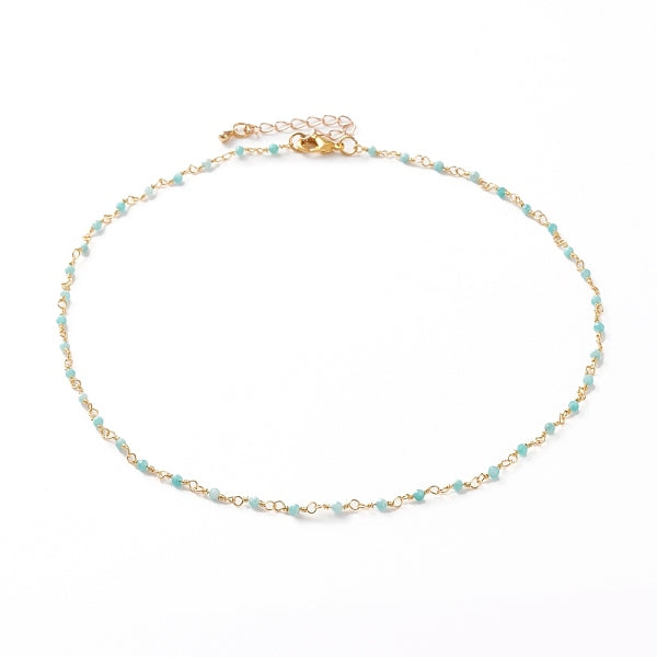 Collares redondos facetados con cuentas de amazonita natural