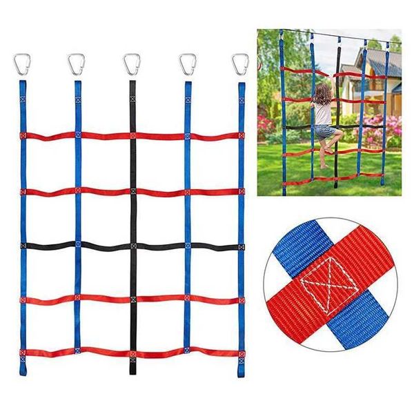 Swings Jumpers Bouncers 1.85m childrens climbing net portable ladder polyester ninja cargo net warrior obstacle course swing set outdoor tre