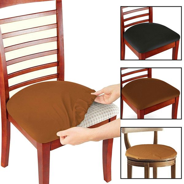 Spandex Dining Room Chair Seat Covers Removable Washable Elastic Cushion Covers for Oblong Square Round Chair Dining Chair