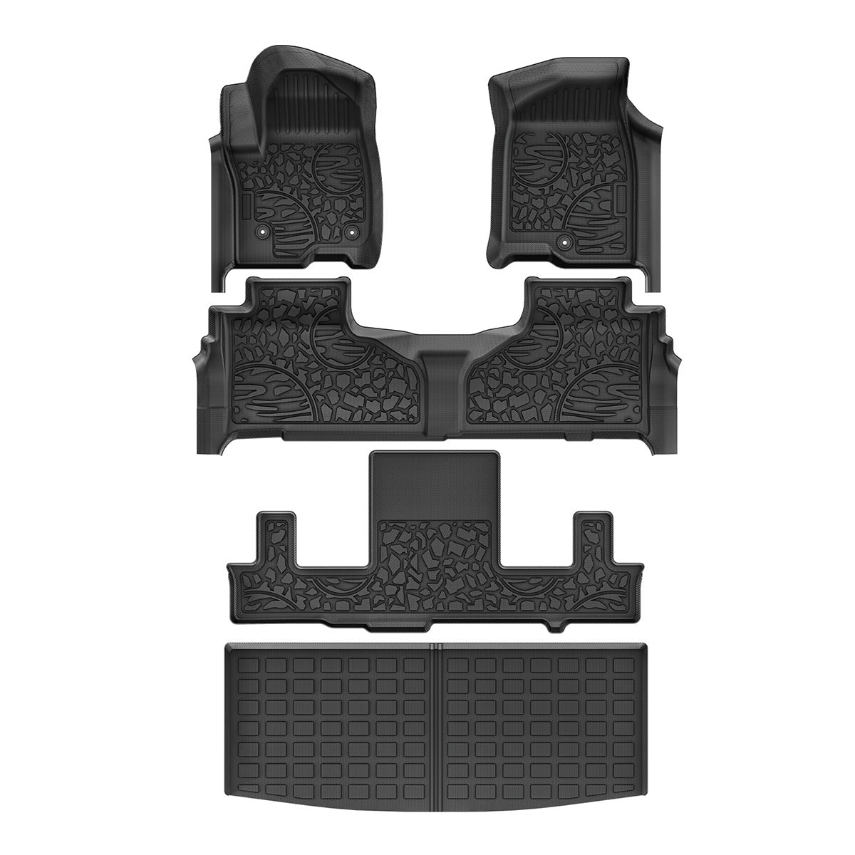 Custom Fit All-Weather Floor Mats & Cargo Liner for 2021-2024 Chevrolet Tahoe-GMC Yukon-Cadillac Escalade (Yukon Denali) with 2nd Row Bucket Seats, TP