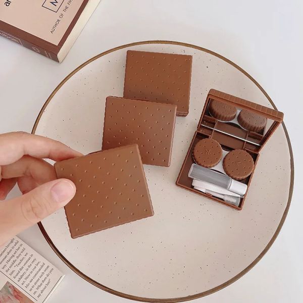 1pcs Girl Kawaii Cute Contact Lens Case Eyes Contacts Care Container Box Mini Square Travel Set Contact Lenses Case Storage Box