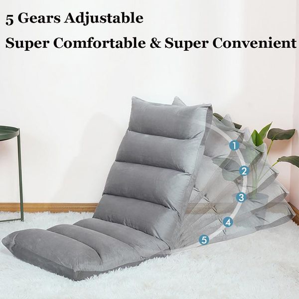 Foldable Lazy Lounger Sofa Tatami Floor Chair Adjustable Lazy Sofa Chair Floor Gaming Sofa Padded Lounger Soft Recliner