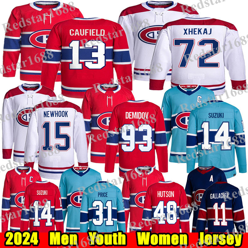 #13 Cole Caufield montreal hockey jersey #14 Nick Suzuki Lane Hutson Juraj Slafkovsky canadians jersey Ivan Demidov Patrik Laine Carey Price Arber X