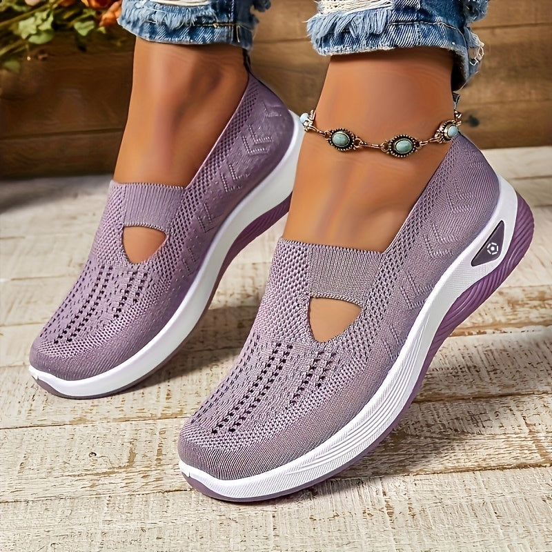 TEMU 1 Pair Women's Breathable Mesh Slip-on Sneakers - Lightweight Casual Fashion Shoes With Cushioned Pvc Sole, For Walking, & Casual Attire, Comfy