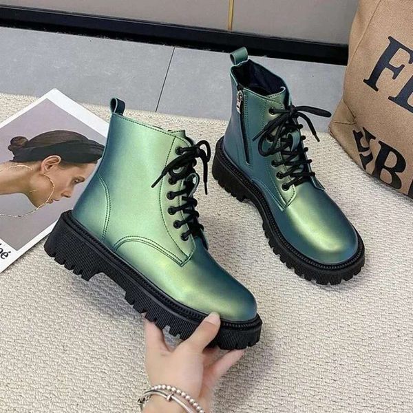 Women Shiny Lacquer Leather Short Winter European American Fashion Anti Slip Durable Boots Banquet Travel Casual Shoes 20