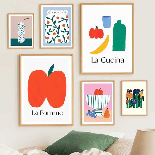 Abstract Fruit Banana Skateboard Wall Art Polka Dots Vase Poster Bowl Printing Flourish Canvas Painting Images Used for Living Room Decorati