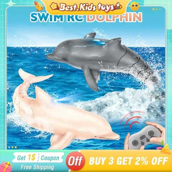 2.4G Simulation RC Spray Dolphin Remote Control Animals With Lights Submarine Water Toy Electric Fish Outdoor Kids Toys Boy GiftY240810