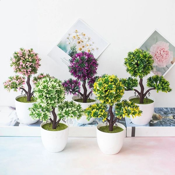 Artificial Welcome Pine Tree Simulated Plant Bonsai Mini Potted Flower Desktop Decoration Office Garden Home 240930