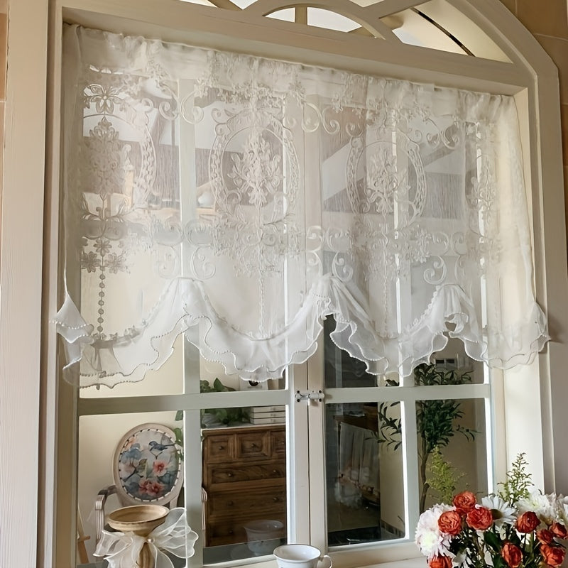 TEMU 1pc Screen Curtain Curtain Curtain Head Non-punching Self-adhesive Hook-and-loop Fastener Half Curtain Short Curtain Partition Arch Door Lace