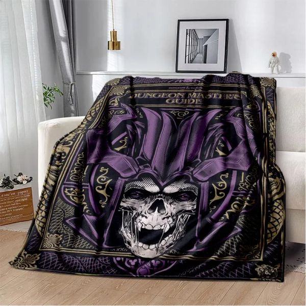 DND D&D Blanket, RPG Dungeons and Dragons Throw Blanket Soft Warm Cozy Flannel Vintage Throw for Bedding Decor Bedroom Gifts