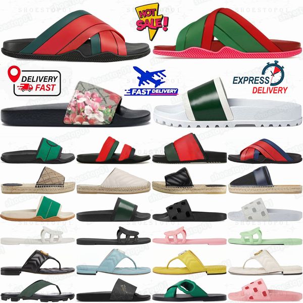 Web Slide designer slides slippers Bloom Black Rubber Pursuit Pool Agrado Grg Interlocking Leather Thong Sandal Canvas Matelasse Platform Or