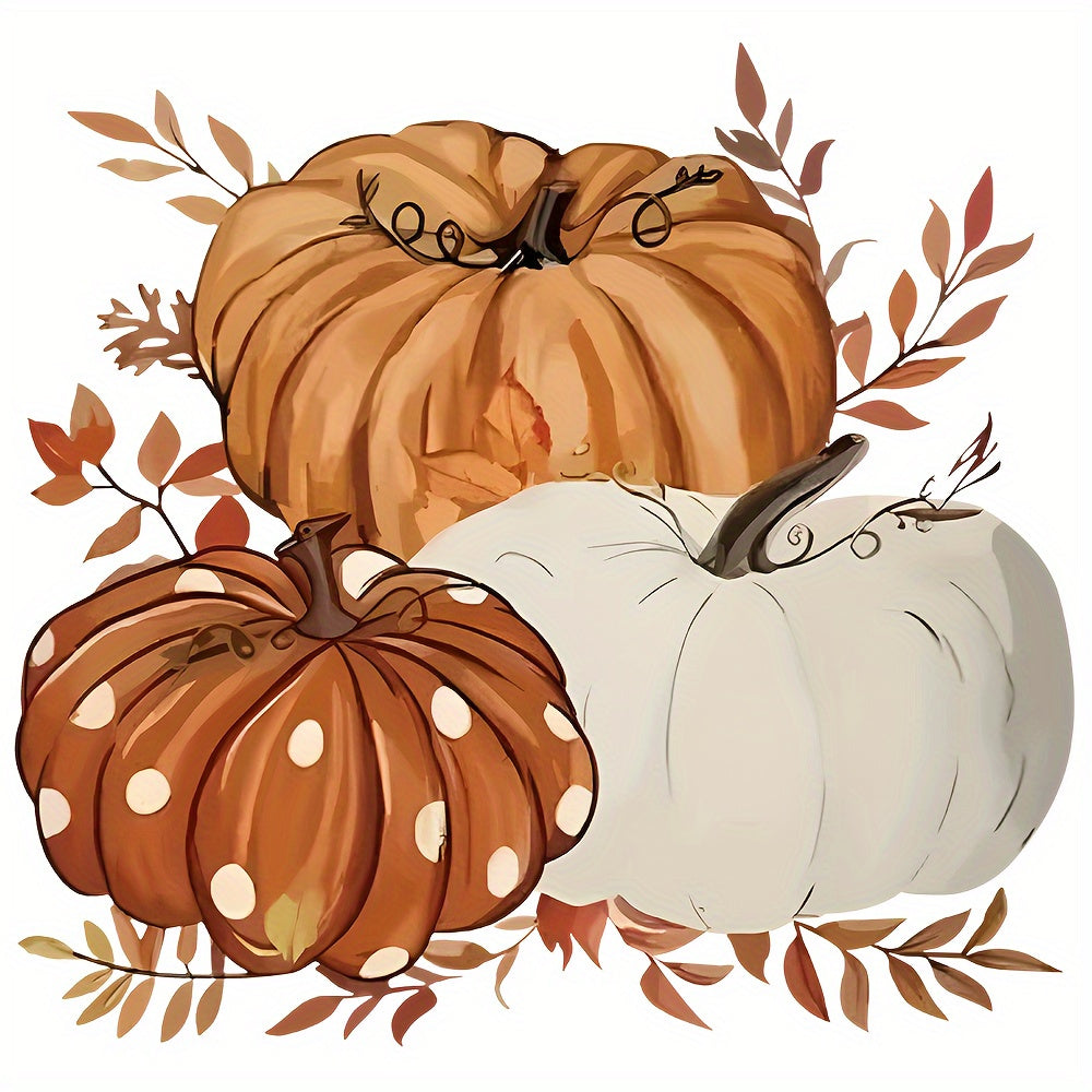 TEMU Pumpkin Iron-on Transfer Sheets - Assorted Fall Vegetable Patterns (polka Dot, Striped, Plain) For T-shirts, Masks, Clothing - Machine Washable