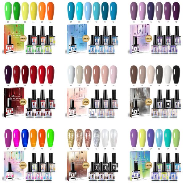 UV Gel Nail Polish Set - Bright Summer Colors, Long-Lasting Glossy Finish, Easy Application