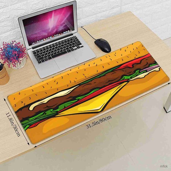 Mouse Pads Wrist Rests Hamburger Picnic Pattern Gaming Mouse Pad Extended Large Mouse Pad XL Stitched Edges Mousepad 31.5 X 11.8 Inch