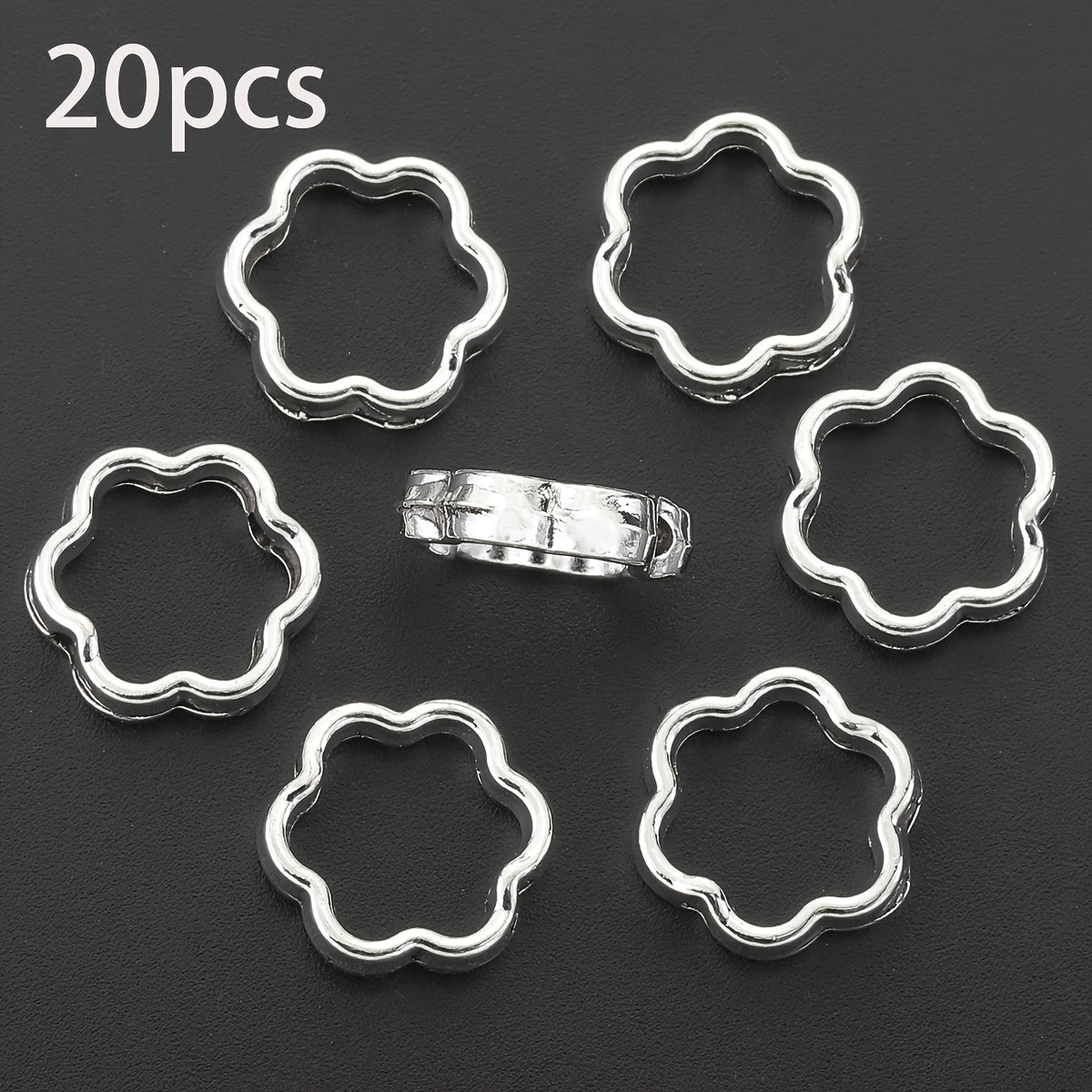 TEMU 20pcs Flower Shaped Bead Caps, Alloy Bead Frames, For Making, Necklace, Bracelet, Earrings, Pendant Connectors With Spacer Bead For Jewelry