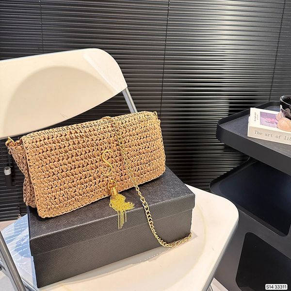 Designer Cross Body Bags Strap Wicker Woven handbag Fashion travel beach Bag Raffias Straw weave Clutch bags 10a wander Shoulder Cosmetic pu