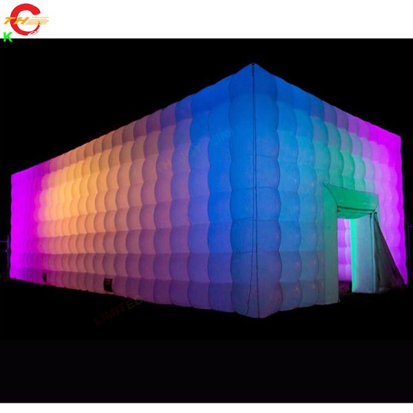 Outdoor Activities Free Shipment Large white Inflatable Square Tent sport marquee With colorful lights ,inflatable cubic structure building