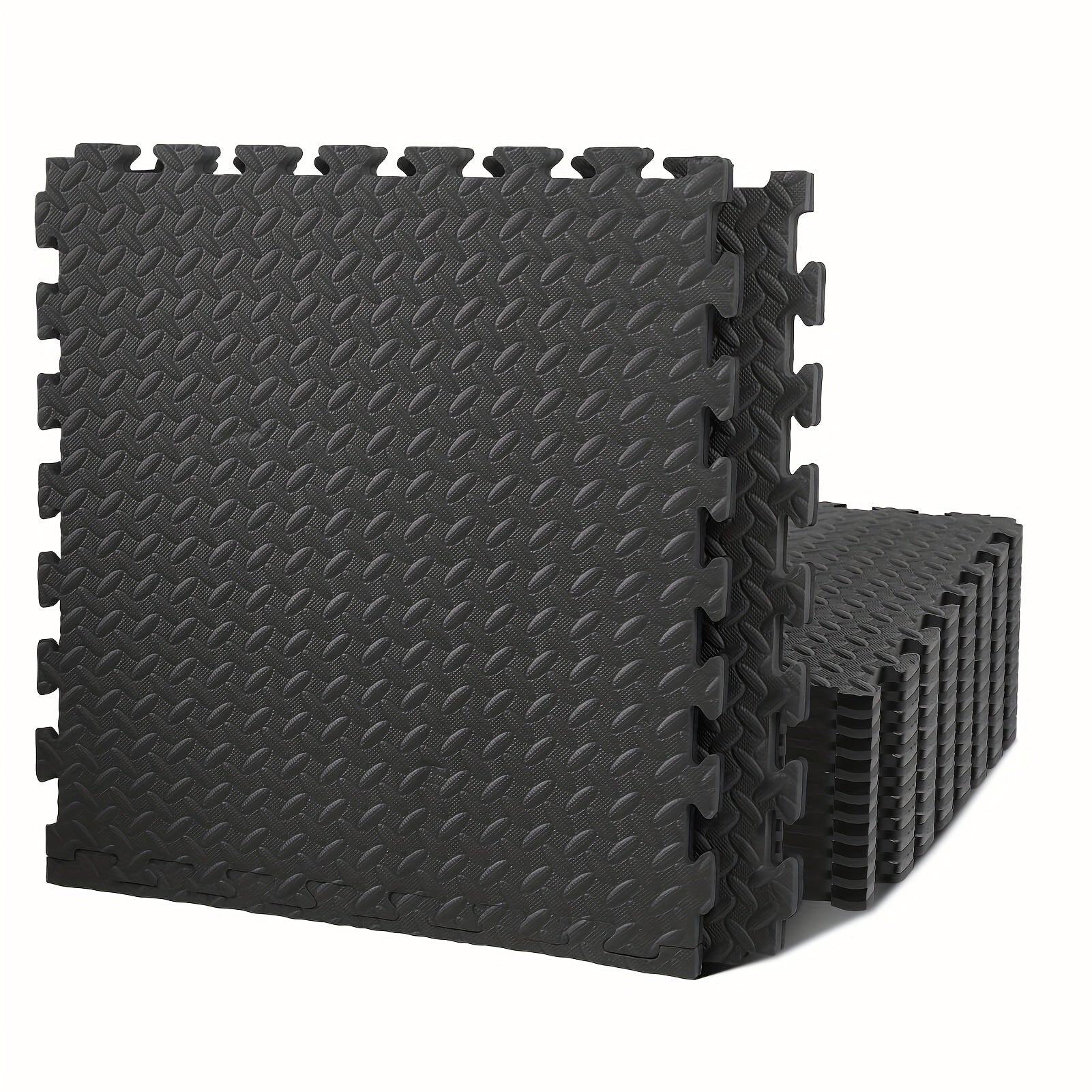 TEMU 1 Inch Thick 48 Sq Ft High Density Eva Foam Exercise Gym Mats 12pcs - Interlocking Puzzle Floor Tiles For Home Gym Heavy Workout Equipment