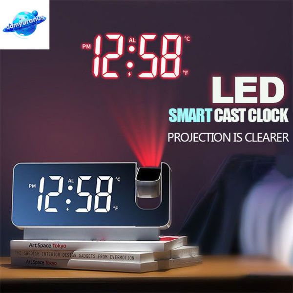 ddmyuranus ddmyuranus Multifunctional 180° Rotating Creative Alarm Clock, LED Silent Colour Screen, Bedroom Ceiling Projection Gift