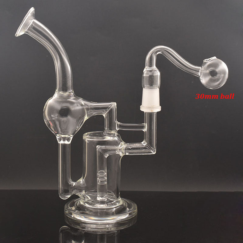 8inch bubbler Glass Bongs pipe Double Recycler Percolator Bong Dab Rig 14mm Joint smoking Water Pipes With male glass oil burner pipes