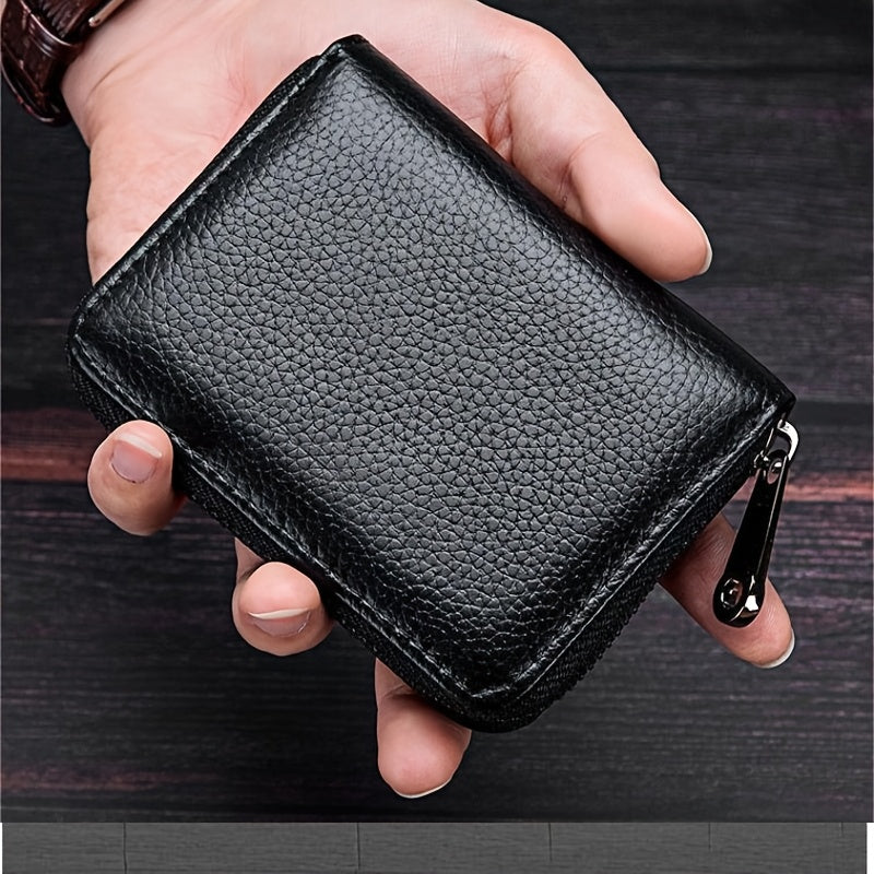 TEMU Durable Build, Men's Wallet With Zipper - Compact Card Holder & Coin Pocket, Secure Travel Essentials Organizer, , Lightweight & Unlined, Ideal