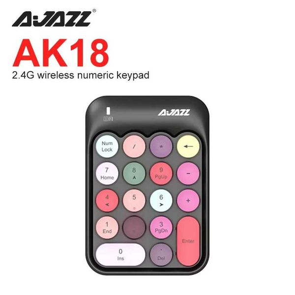 Ajazz Ak18 2.4G Wireless Numeric Keyboard Chocolate Pbt Keycap Keyboard Dedicated to Finance And Accounting Mini KeyboardC250114