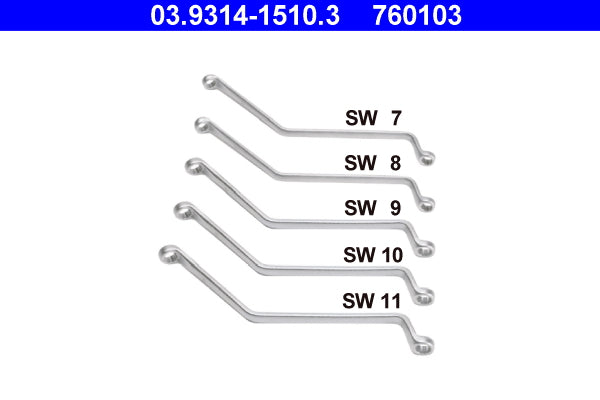 Spanner Set, ring - open ended ATE 03.9314-1510.3