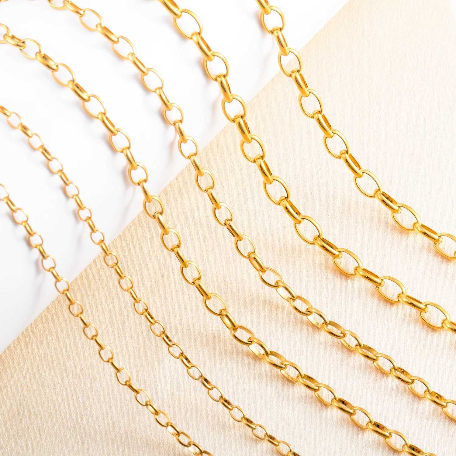 Stainless Steel Oval Unique Choker O Link Chain Long Necklace Gold Color Hip Hop For Women Mens Jewelry Gift Can Be CustomizedX240919