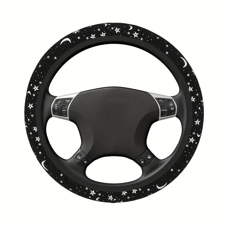 TEMU Steering Wheel Cover With Star And Moon Pattern, Suitable For Most Car Models, Four-piece Universal Set, Without
