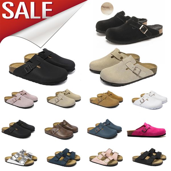 Designer Sandals Clogs Women Men Slippers Mules Cork Flat Soft Fluffy Fashion Suede Taupe Summer Leather Black Blue Mule Slide Beach Casual